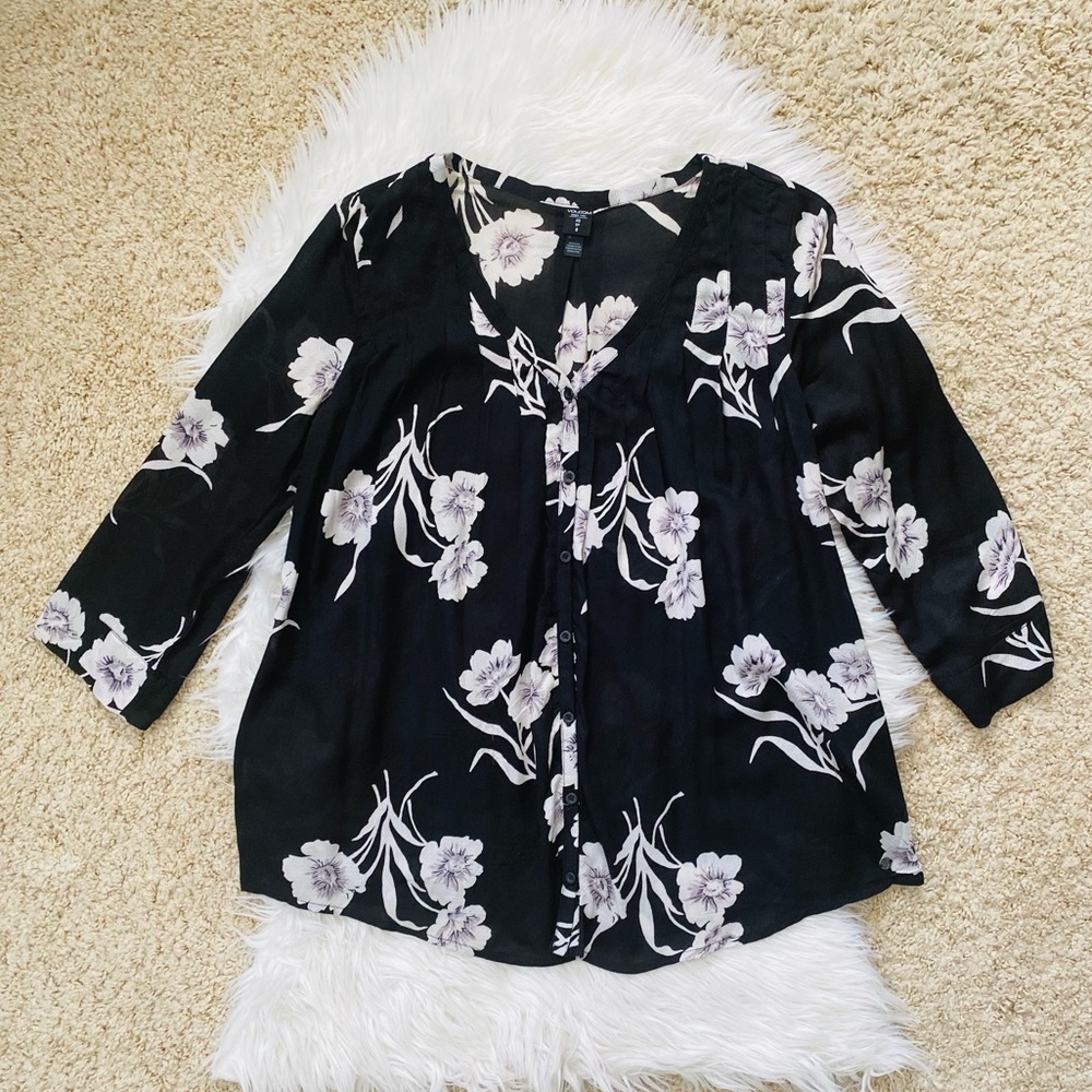 {Volcom} Slipnslide Floral Boho Blouse in Black - Women’s XS